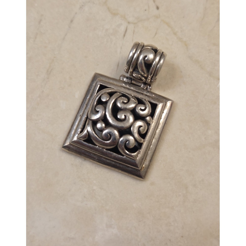 Vintage Large Heavy Designer BARSE‎ Box Sterling Silver Pendant Signed Big Bold